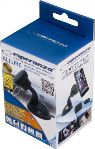 Magnetyczny uchwyt samochodowy do telefonów Esperanza Allure Czarny EMH119 (5901299940174) - obraz 5