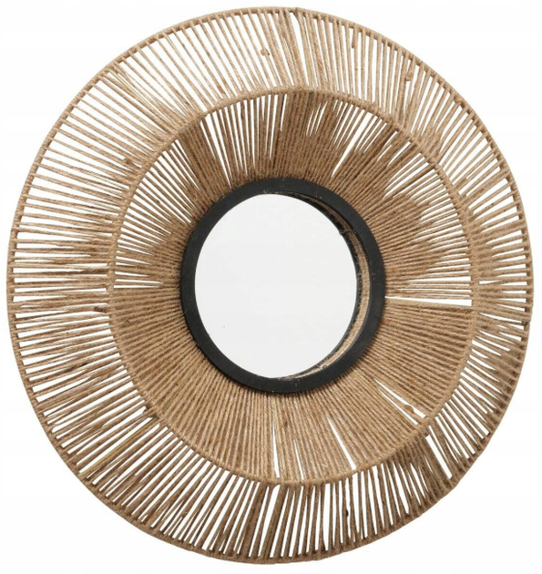 Lustro dekoracyjne wiszące Boltze ZAIKA okrągle w jutowej ramie 50 cm (4066076460427) - obraz 1
