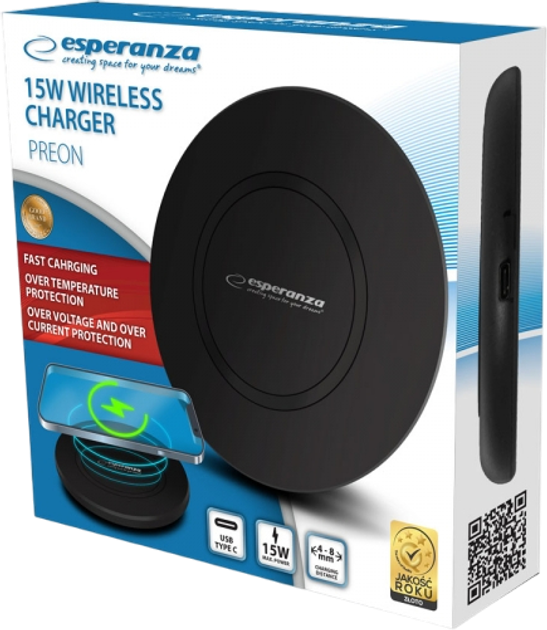 Ładowarka bezprzewodowa Esperanza Preon indukcyjna 15 W EZC102 (5901299958728) - obraz 6