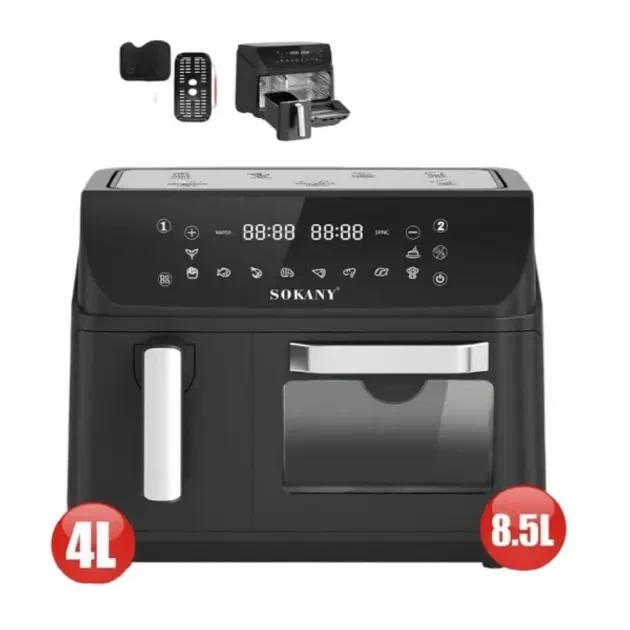 Аэрофритюрница мультипечь двухкамерная 4л+8,5л 2400Вт SOKANY SK- 10060 (12) - изображение 2