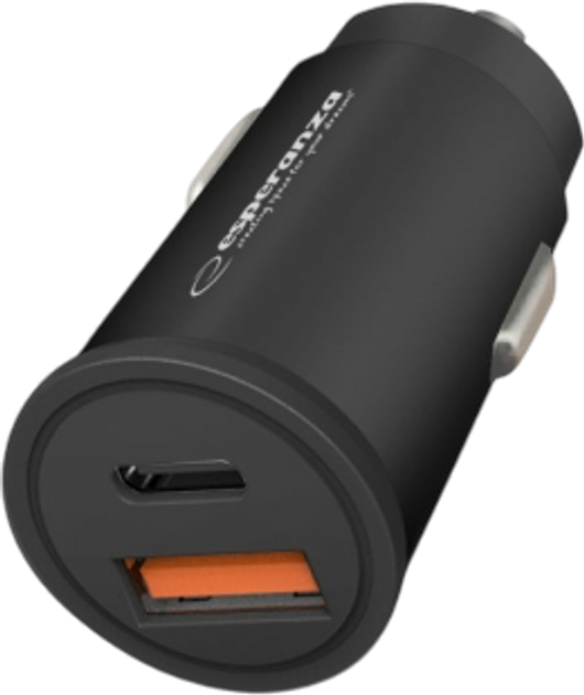 Ładowarka samochodowa Esperanza 20 W USB-C PD + USB-A QC 3.0 18W EZC111K (5901299960639) - obraz 1