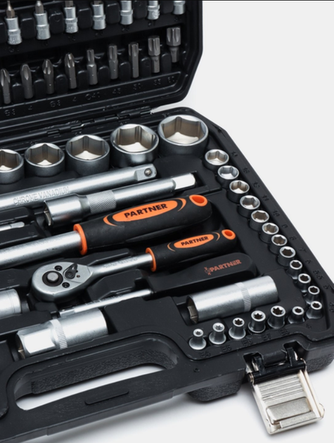 Набор инструментов Partner PA-41082-5 1/2", 1/4" 108 предметов в кейсе - изображение 3