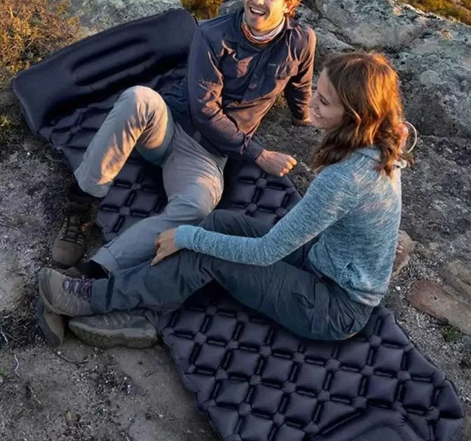 Каремат надувний туристичний 188х58х6см, Outdoor Sleeping, Чорний / Похідний матрац з подушкою (L) - изображение 4