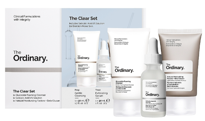 Zestaw do pielęgnacji twarzy The Ordinary The Clear Set Serum do twarzy 30 ml + Krem nawilżający 30 ml + Pianka oczyszczająca 50 ml (769915233230) - obraz 1