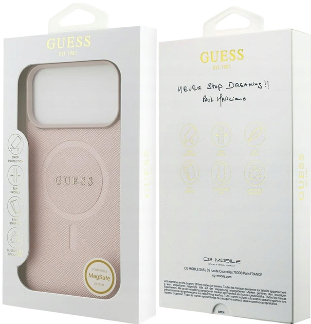 Панель Guess Saffiano Classic Logo MagSafe для Apple iPhone 17 Pro Pink (3666339552480) - зображення 8