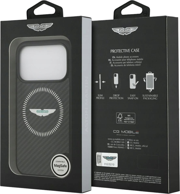 Панель Aston Martin HC Kevlar Counter Design MagSafe для Apple iPhone 17 Pro Black (ASHMP17LFCOS) - зображення 8
