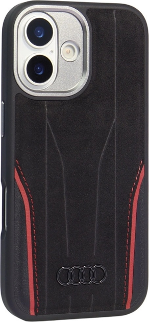 Etui plecki Audi R8 Genuine Leather MagSafe do Apple iPhone 17 Black-Red (AU-TPUPCMIP17-R8/D3-RD) - obraz 2