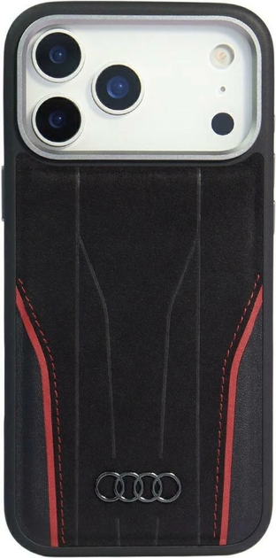Etui plecki Audi R8 Genuine Leather MagSafe do Apple iPhone 17 Pro Max Black-Red (AU-TPUPCMIP17PM-R8/D3-RD) - obraz 1