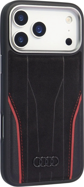 Etui plecki Audi R8 Genuine Leather MagSafe do Apple iPhone 17 Pro Max Black-Red (AU-TPUPCMIP17PM-R8/D3-RD) - obraz 2