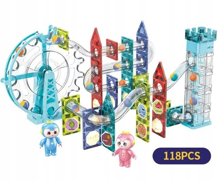 Klocki magnetyczne KIK Magic Magnetic Blocks Tor kulkowy z dźwiękiem i muzyką 118 elementów (5903039737617) - obraz 16