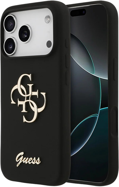 Панель Guess Silicone Big 4G Script для Apple iPhone 17 Pro Max Black (3666339522261) - зображення 1