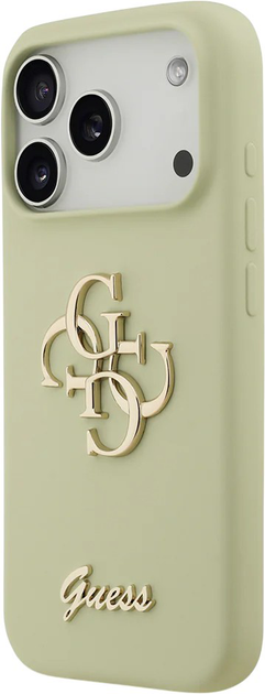 Панель Guess Silicone Big 4G Script для Apple iPhone 17 Pro Max Khaki (3666339522582) - зображення 2