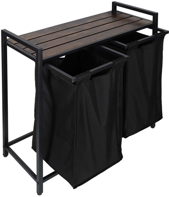 Kosz na pranie Ikonka 2 komory z półką 92 l (5903039766860) - obraz 2