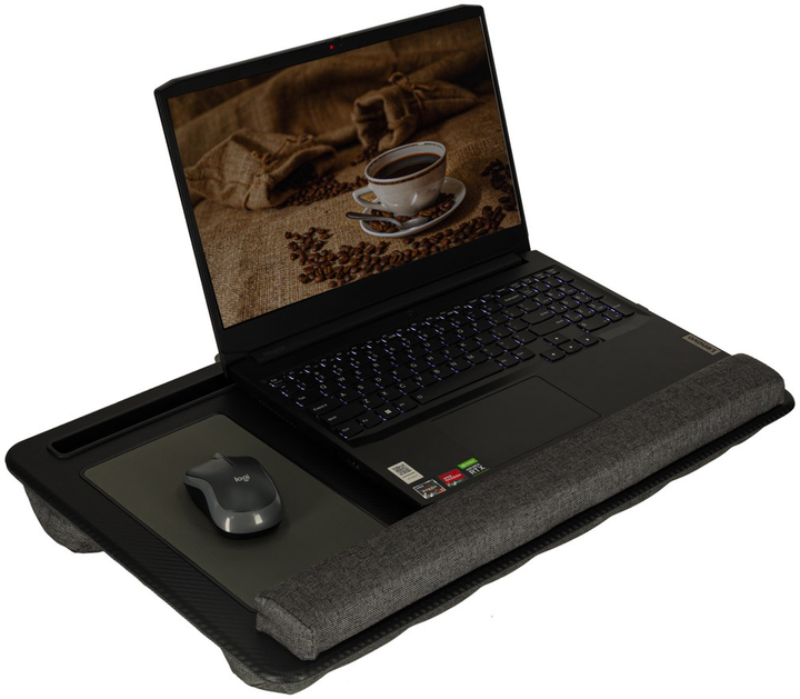 Стіл для ноутбука Ikonka портативний з подушкою Чорний (5903039755727) - зображення 7