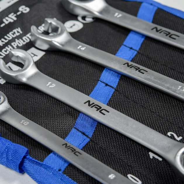 Zestaw kluczy płaskich Nac 4 szt Do przewodów wtryskowych hydraulicznych rozmiar 8 - 17 mm + etui (NAC-SP-4F-S) - obraz 3