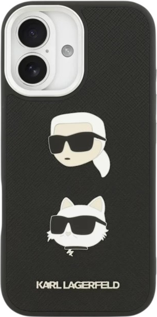 Панель Karl Lagerfeld FW Grained Karl & Choupette Heads Pins do Apple iPhone 17 Black (3666339494650) - зображення 4