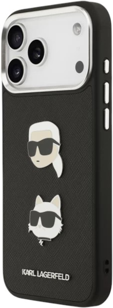 Панель Karl Lagerfeld FW Grained Karl & Choupette Heads Pins do Apple iPhone 17 Pro Black (3666339494674) - зображення 3
