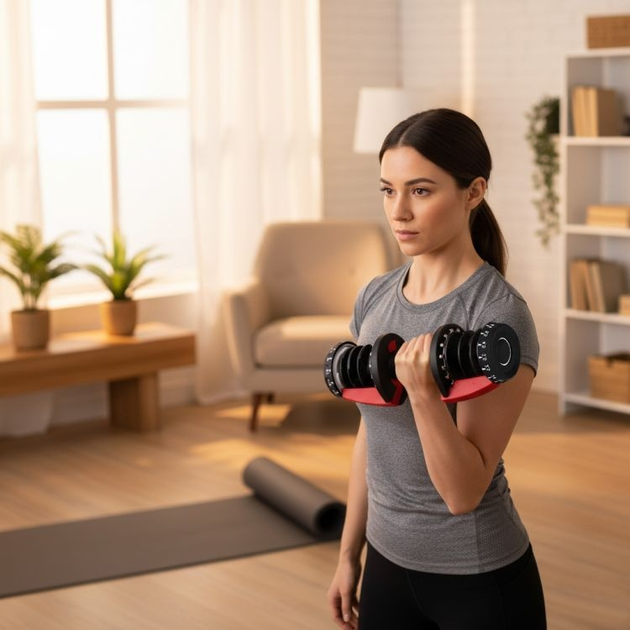 Hantel regulowany ModernHome by Multistore żeliwny z podstawką 2.5-24 kg GB-FW207-24KG (5905817008025) - obraz 8