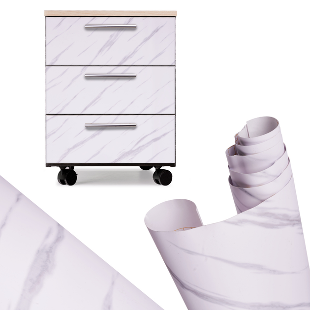 Самоклеюча плівка Ikonka 1.22 x 50 м Білий мармур (5903039728219) - зображення 2