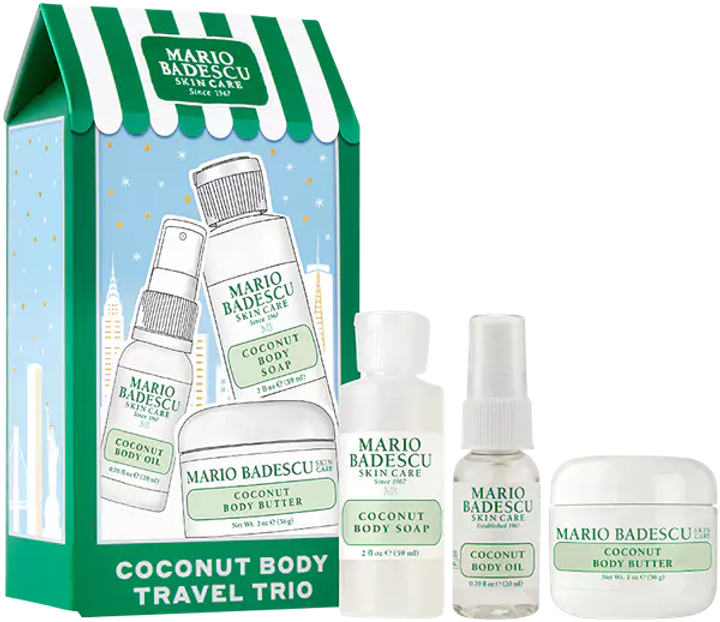 Набір для жінок Mario Badescu Coconut Body Travel Set Баттер для тіла 50 г + Гель для душу 59 мл + Олія для тіла 20 мл (785364154605) - зображення 1