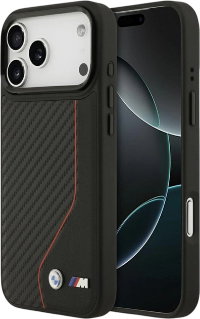 Etui plecki BMW M Carbon Line & Logo MagSafe do Apple iPhone 17 Pro Max Red (3666339482152) - obraz 1