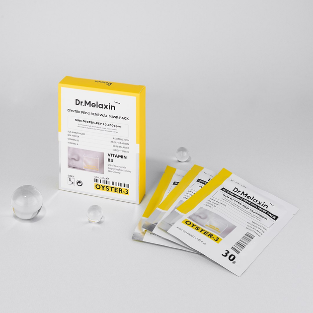 Zestaw maseczek do twarzy Dr.Melaxin Oyster Peptide w płacie 5x30 g (8809886482694) - obraz 4