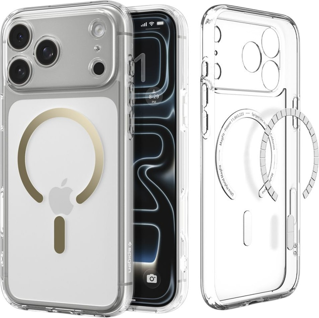 Панель Spigen Ultra Hybrid MagSafe для Apple iPhone 17 Pro Clear/Gold (8800283314809) - зображення 1