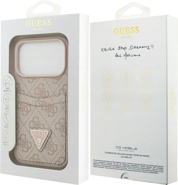 Etui plecki Guess 4G Double Card Triangle do iPhone 17 Pro Pink (3666339552725) - obraz 8