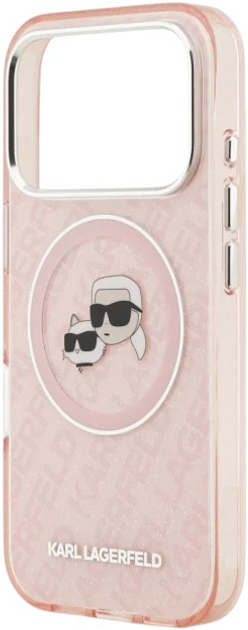 Etui Karl Lagerfeld IML Glitter Karl & Choupette Heads MagSafe do Apple iPhone 17 Pro Max Pink (3666339499082) - obraz 6