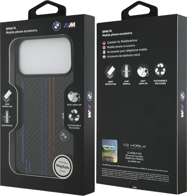 Etui plecki BMW M Kevlar Lines & Logo MagSafe do Apple iPhone 17 Pro Max Black (BMHMP17X25CFSTSK) - obraz 8
