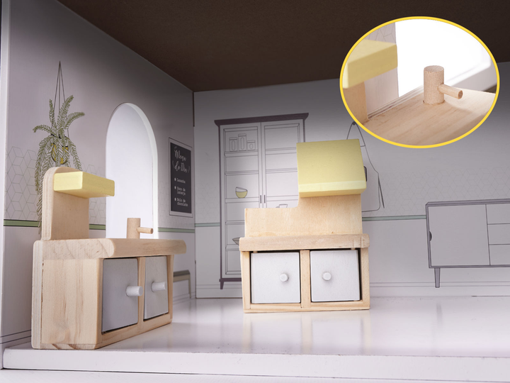 Drewniany domek dla lalek Kik MDF LED 70 cm Szary (KX6278) (5903039717794) - obraz 5