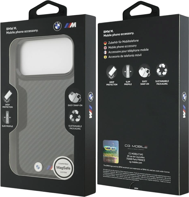 Etui plecki BMW M Kevlar Matt MagSafe do Apple iPhone 17 Pro Black (BMHMP17L24CFMMK) - obraz 8