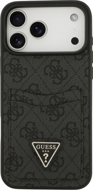 Etui plecki Guess 4G Double Card Triangle do iPhone 17 Pro Max Black (3666339552657) - obraz 3