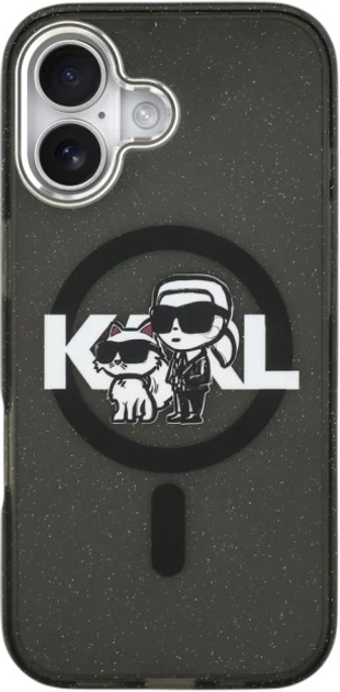 Панель Karl Lagerfeld IML Glitter Karl & Choupette Sketch MagSafe do Apple iPhone 17 Black (3666339504472) - зображення 4