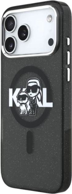 Панель Karl Lagerfeld IML Glitter Karl & Choupette Sketch MagSafe do Apple iPhone 17 Pro Black (3666339504496) - зображення 3