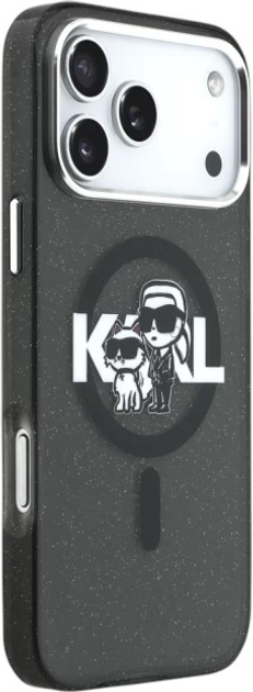 Панель Karl Lagerfeld IML Glitter Karl & Choupette Sketch MagSafe do Apple iPhone 17 Pro Max Black (3666339504502) - зображення 5