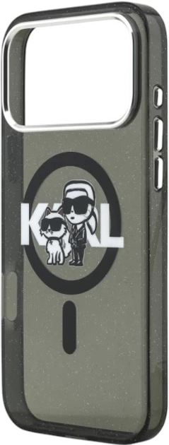 Панель Karl Lagerfeld IML Glitter Karl & Choupette Sketch MagSafe do Apple iPhone 17 Pro Max Black (3666339504502) - зображення 6