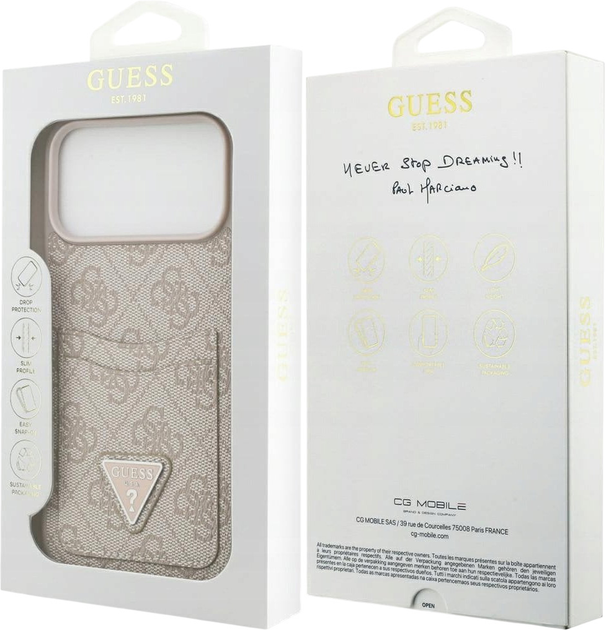 Etui plecki Guess 4G Double Card Triangle do iPhone 17 Pro Max Pink (3666339552732) - obraz 8