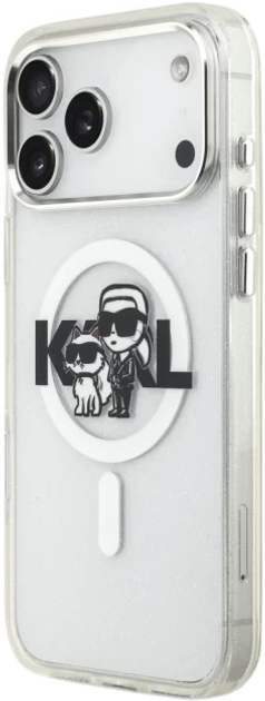 Панель Karl Lagerfeld IML Glitter Karl & Choupette Sketch MagSafe do Apple iPhone 17 Pro Max Transparent (3666339504540) - зображення 2