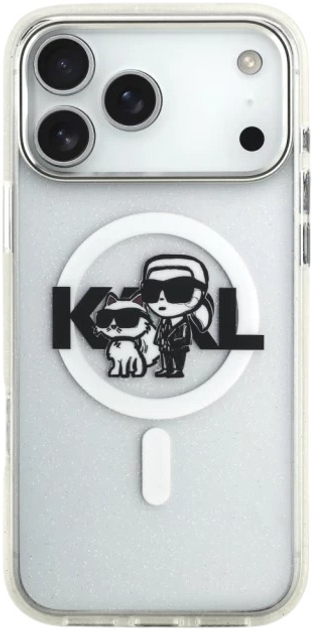 Панель Karl Lagerfeld IML Glitter Karl & Choupette Sketch MagSafe do Apple iPhone 17 Pro Max Transparent (3666339504540) - зображення 3