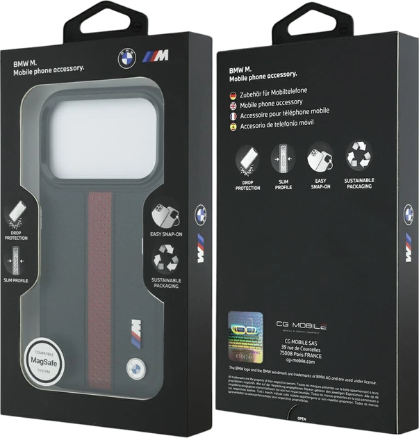 Панель BMW M Perforated Stripe Logo MagSafe для Apple iPhone 17 Pro Red (3666339481667) - зображення 8