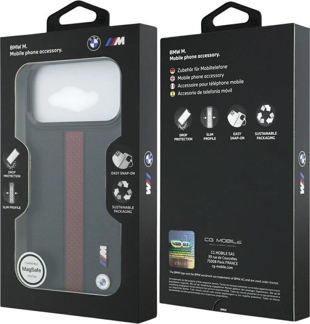 Панель BMW M Perforated Stripe Logo MagSafe для Apple iPhone 17 Pro Max Red (BMHMP17X25PCPSKR) - зображення 8