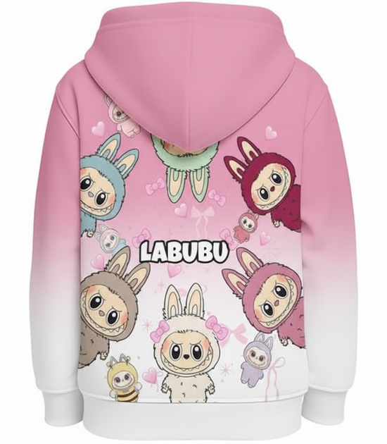 Детское худи Labubu 9 с принтом, худи с героями Лабубу XS 110 - Фото 2 Детское худи Labubu 9 с принтом, худи с героями Лабубу XS 110 - изображение 2