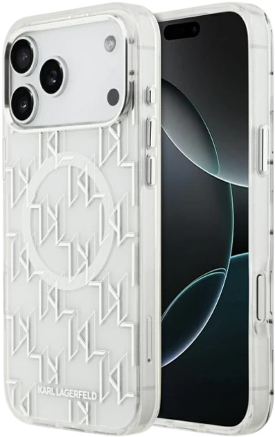 Панель Karl Lagerfeld IML KL Monogram MagSafe do Apple iPhone 17 Pro White (3666339505974) - зображення 1