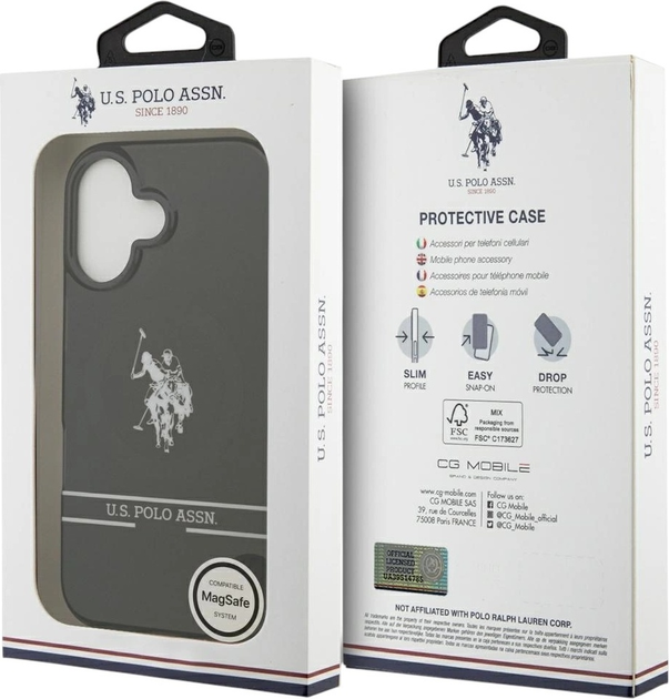 Etui U.S. Polo Assn DH and Bottom Stripe Logo MagSafe do Apple iPhone 17 Black (3666339543884) - obraz 8