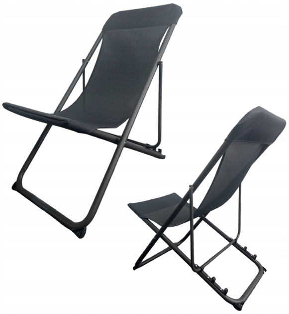 Leżak ogrodowy Platinet PCSB028B fotel tarasowy skadany Czarny (5907595461382) - obraz 3