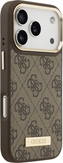 Панель Guess 4G Logo Plate MagSafe для iPhone 17 Pro Brown (3666339489786) - зображення 4