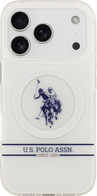 Etui U.S. Polo Assn DH and Bottom Stripe Logo MagSafe do Apple iPhone 17 Pro White (3666339543860) - obraz 2