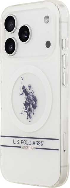 Etui U.S. Polo Assn DH and Bottom Stripe Logo MagSafe do Apple iPhone 17 Pro White (3666339543860) - obraz 3