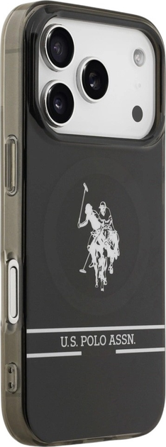 Etui U.S. Polo Assn DH and Bottom Stripe Logo MagSafe do Apple iPhone 17 Pro Black (3666339543907) - obraz 4